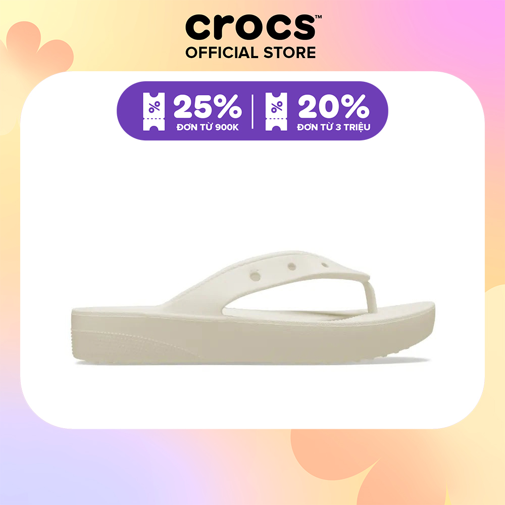 Dép Xỏ Ngón Nữ Crocs Platform Classic - Bone