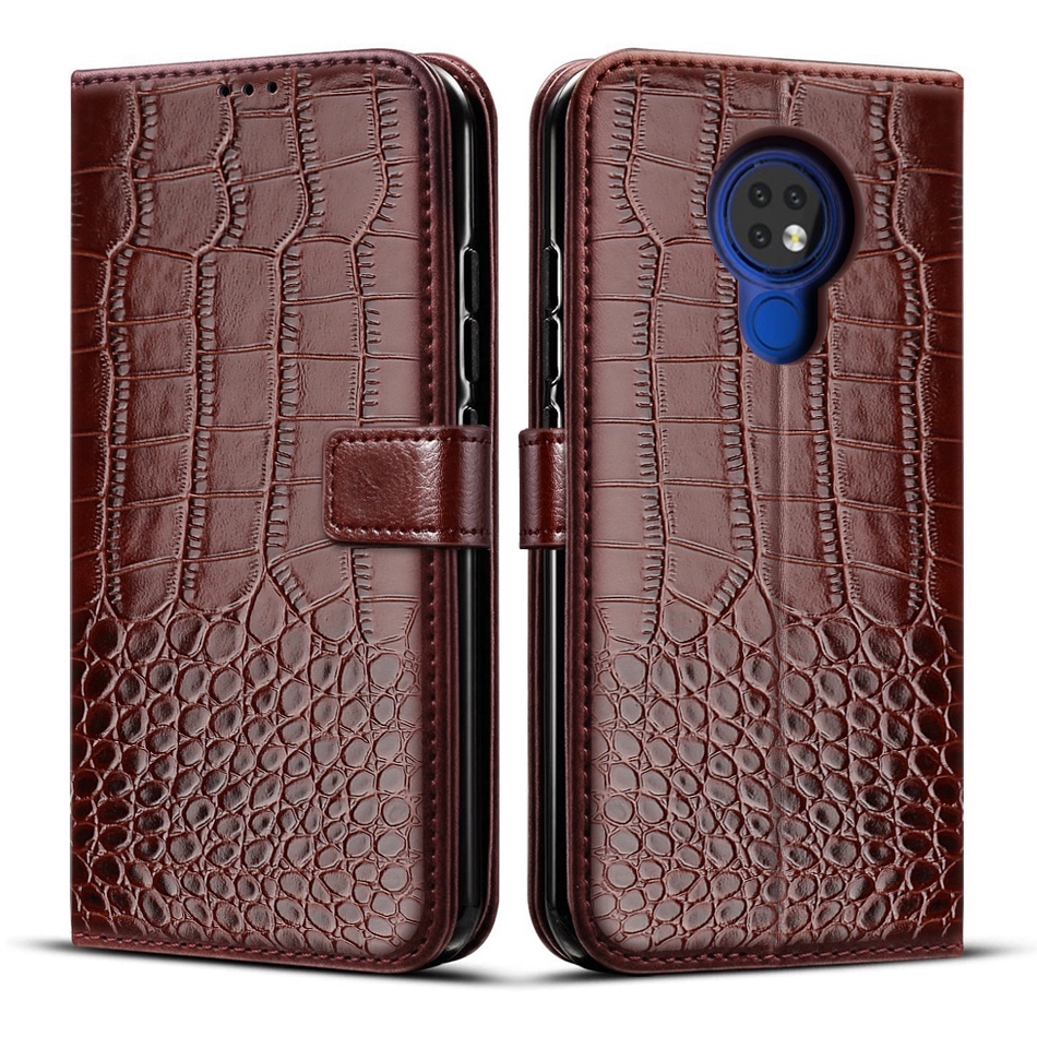 Crocodile Leather Case For Nokia 6.2 7.2 Flip Cover