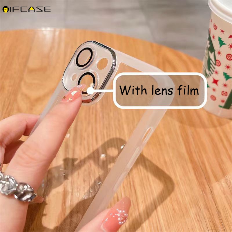 2IN1 With Lens Films Anti Fingerprints Phone Case For Zero 30 Tecno Spark Go 2023 Pop8 10 Pro 10 20 C  2023 infinix Smart8 Note30 i Pro Hot 30i 30Play 4G 5G Luxury Matte Colorful Transparent TPU Shockproof Casing Protecting Back Cover