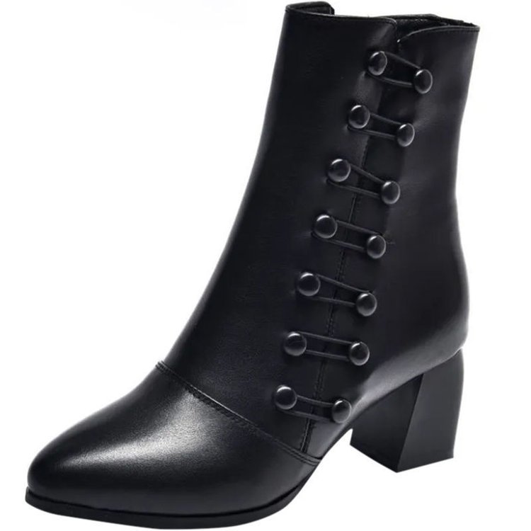 Vshoes bốt gầy da mềm bốt ngắn giày bông ống vừa gót vừa thời trang cho nữ bốt ngắn cho mẹ đế mềm lót nhung