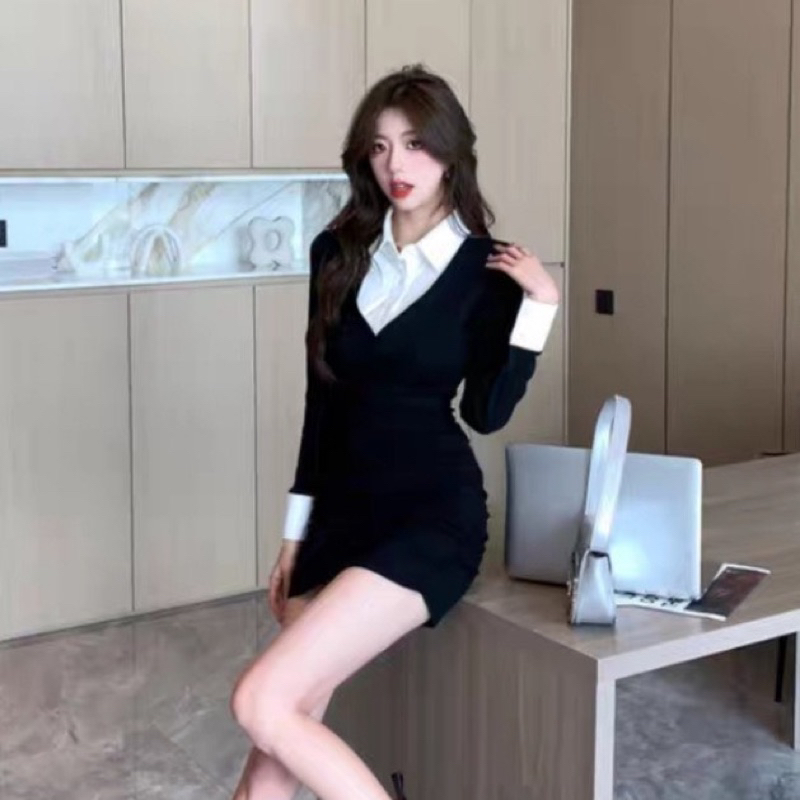 ĐẦM ÔM PHỐI CỔ SƠ MI TRANG TRỌNG CÁ TÍNH DPSM9