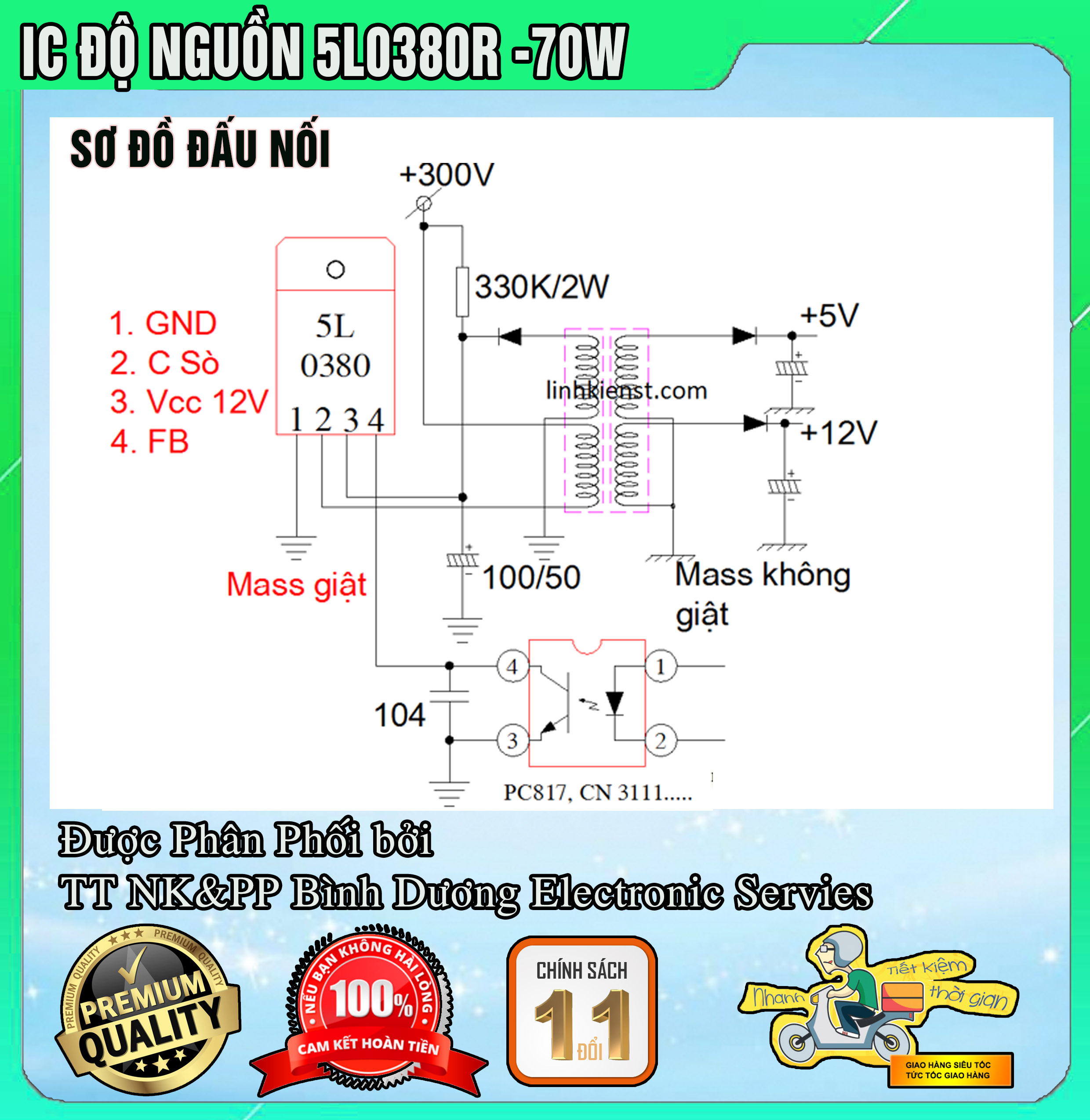 IC NGUỒN ĐỘ 5L0380R 5 CHÂN MỚI