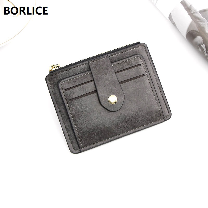 Small Fashion Credit ID Card Holder Slim Leather Wallet With Coin ...