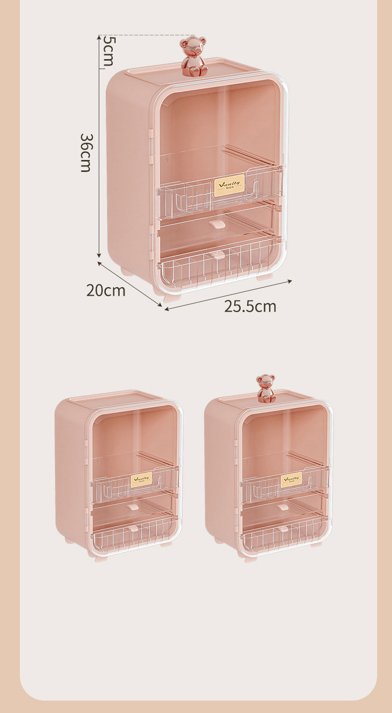 Storage box Large capacity cosmetics storage box, makeup storage LED light, mirror, desktop storage, lipstick and skincare products storage cabinet