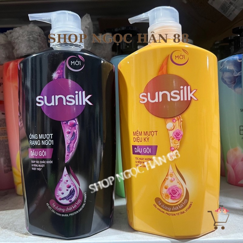 Dầu gội sunsilk chai 650g - 900g giữ tóc mềm mượt, óng ả.