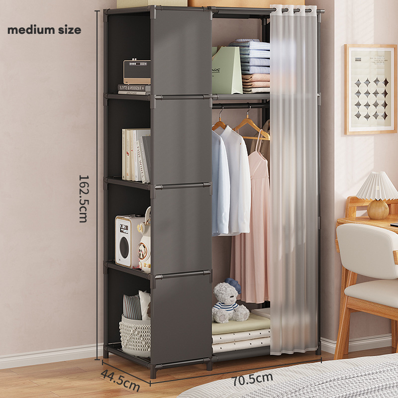 Wardrobe storage, dustproof wardrobe, simple rental room, simple modern shelves, layered partition wardrobe