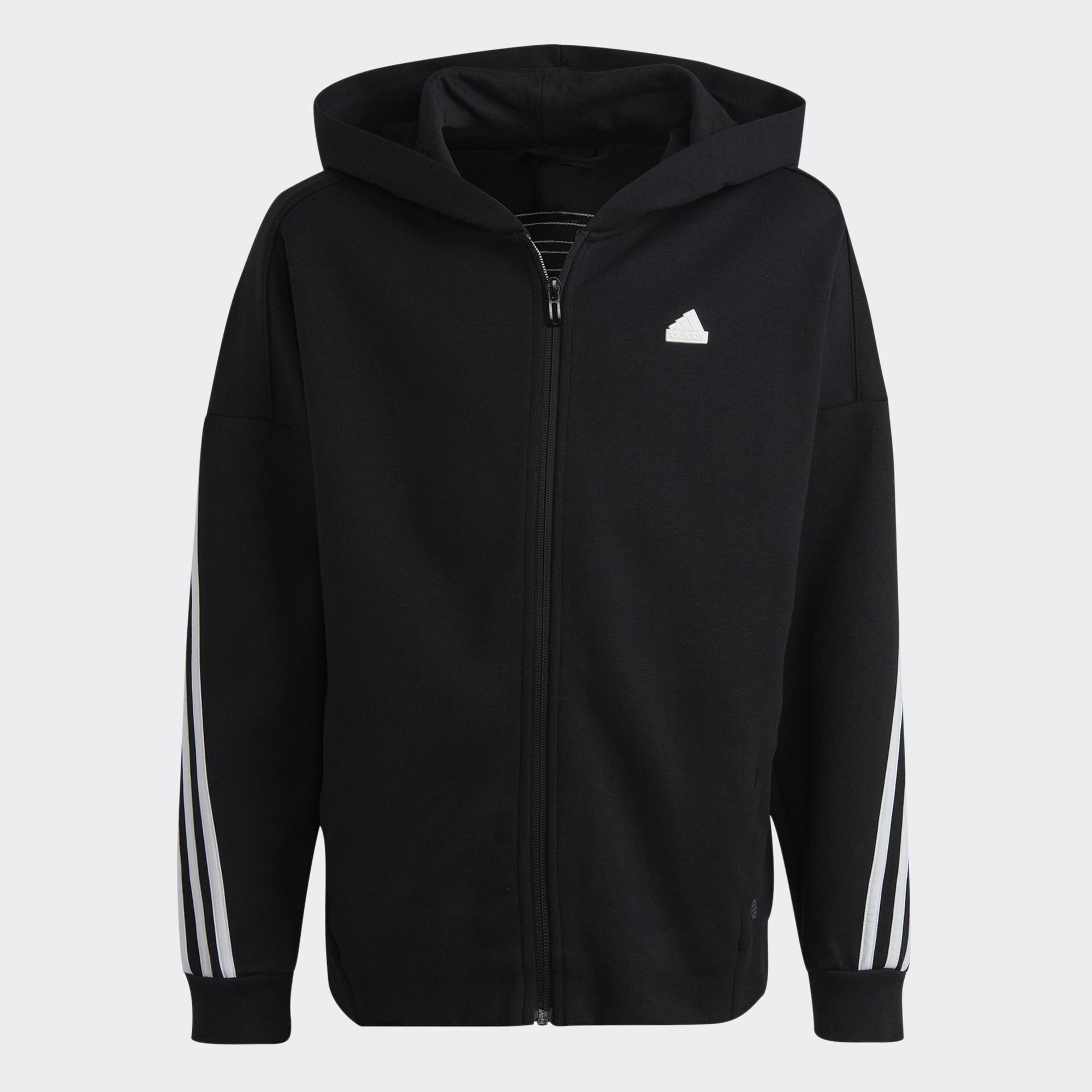 [CHỈ 27-30.11-MUA 2 GIẢM 30%-VOUCHER 10%] adidas Phong cách sống Áo Track Top Có Mũ Khóa Kéo 3 Sọc Future Icons Trẻ em Đen HR6317