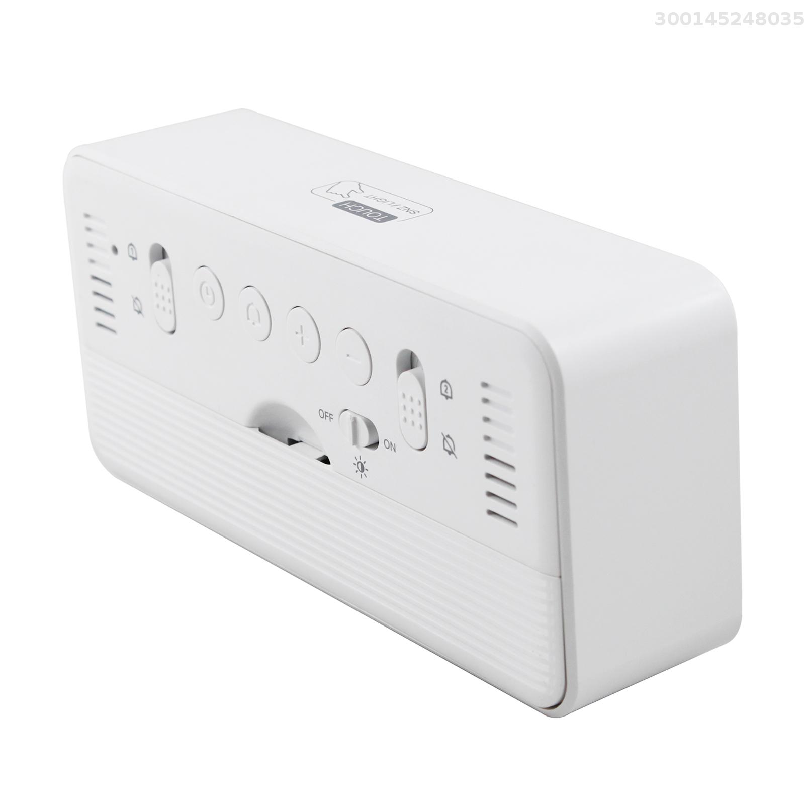 8001-EN Multifunctional Digital Clock LED Brightness Adjustable Temperature Humidity Displaying Alarm Clock with Dual Alarms Modes, Week & Date & Month Display, 12/24H Format, Snooze Function, Auto-Dimming, Light-at-Night Mode