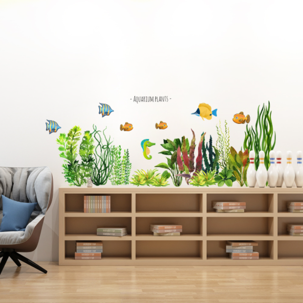 Decal trang trí tường - Ngôi nhà rong rêu của đàn cá