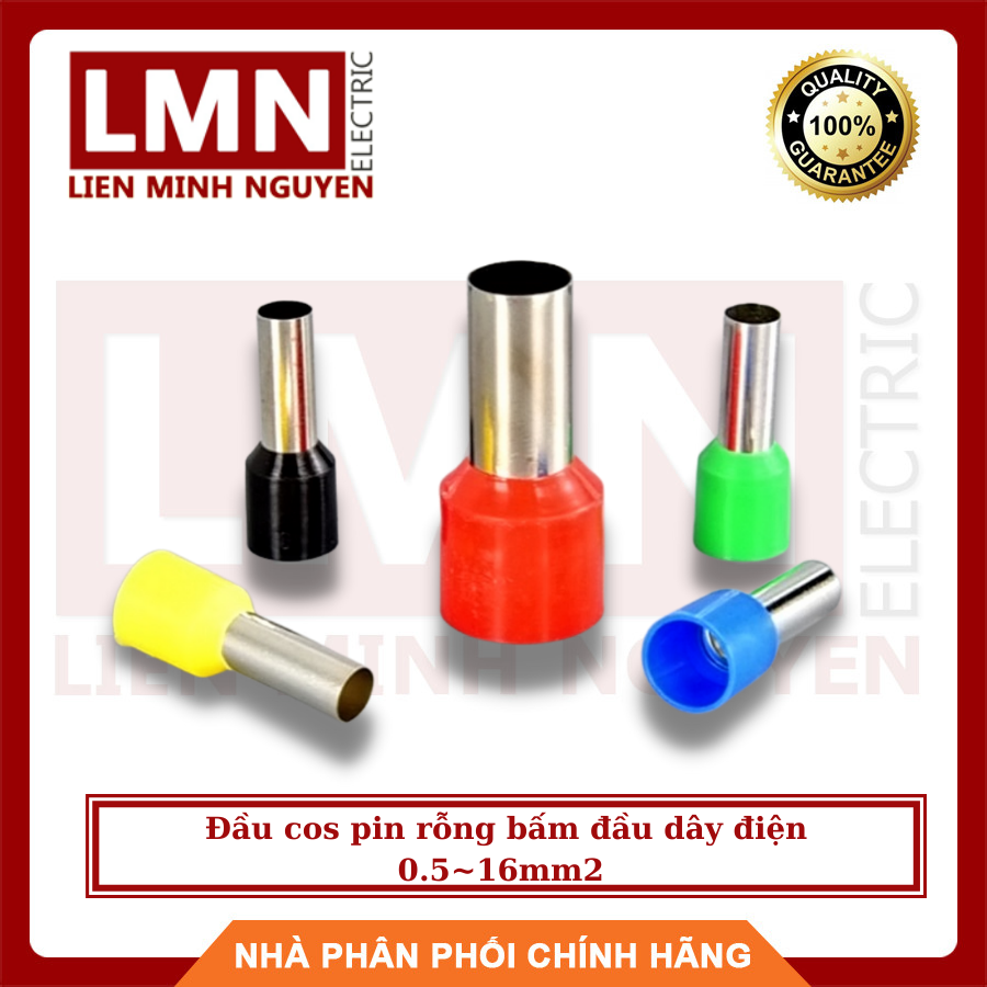 Đầu cos pin rỗng bấm đầu dây điện 0.5~16mm2 đồng (bịch=90-100 cái)