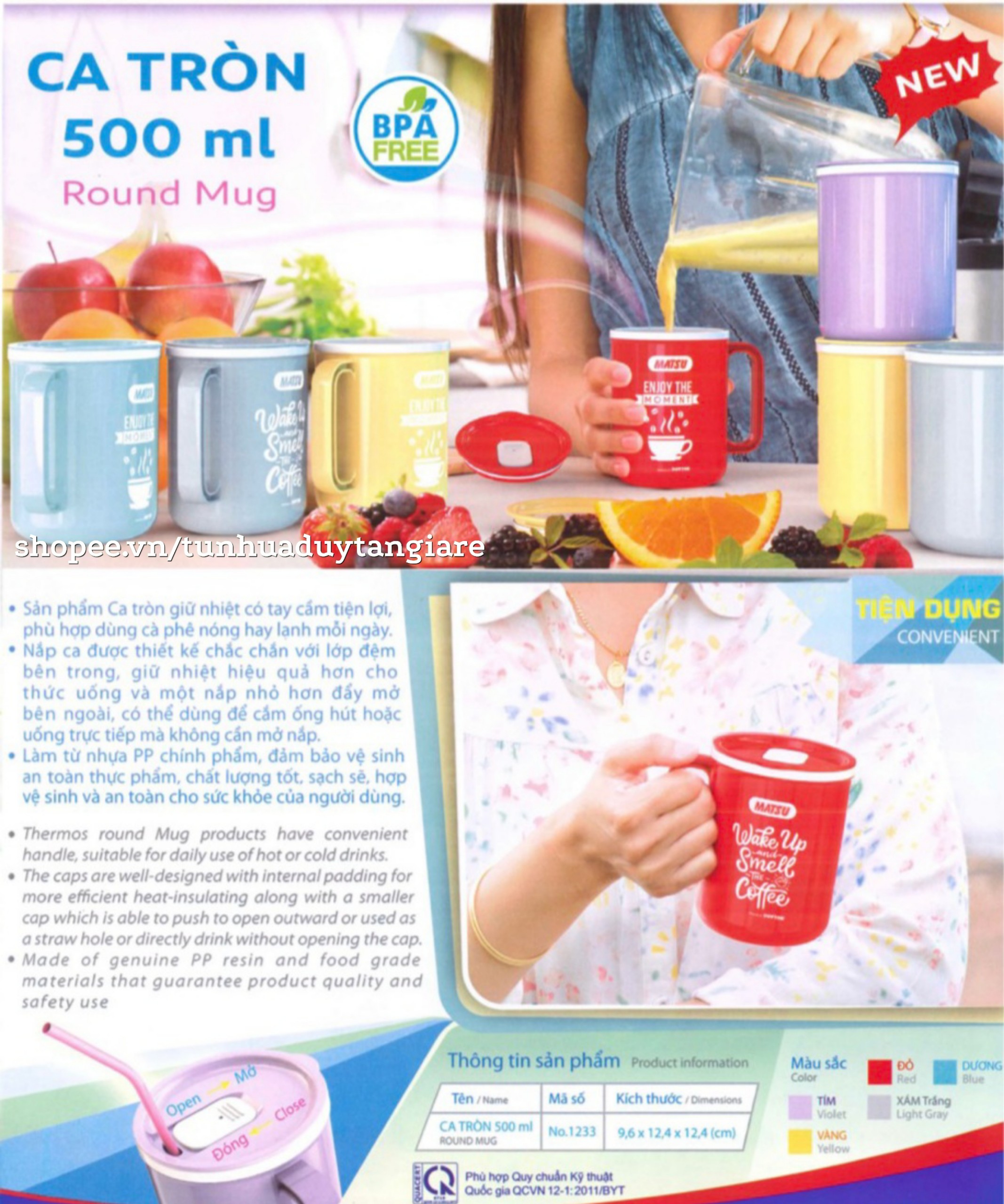 Ca nước Matsu 750ml Nhựa Duy Tân