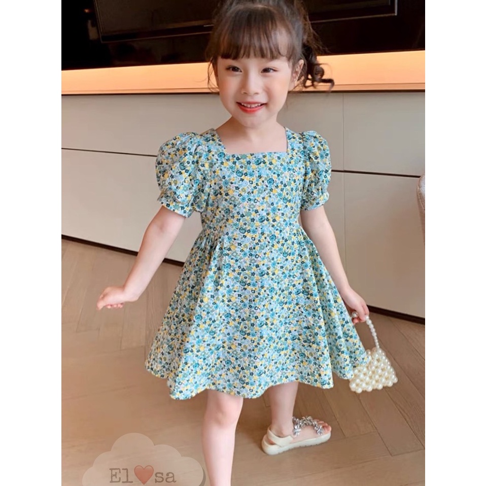 Váy thô Hoa nhí nơ lưng cho bé gái