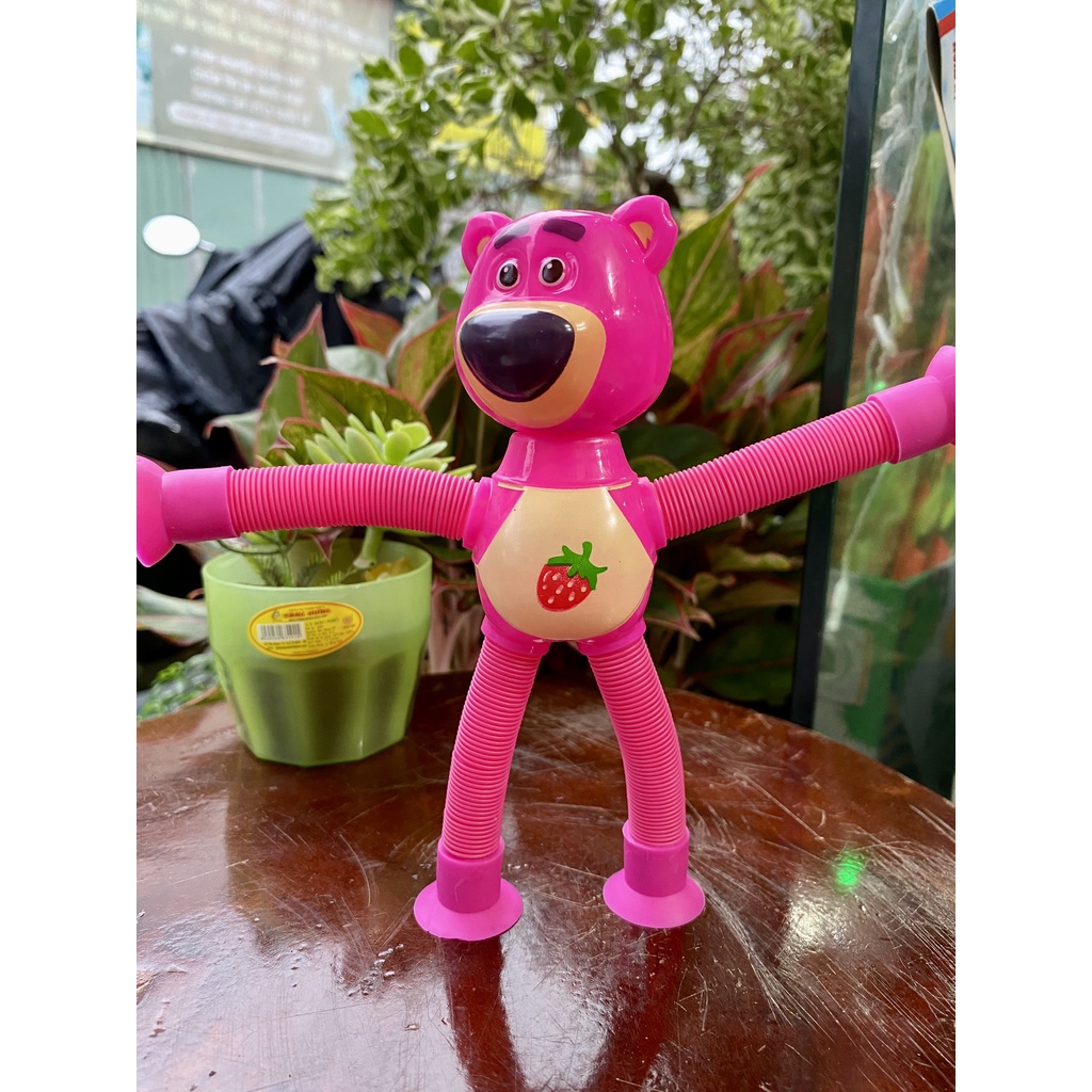 Đồ chơi Gấu dâu lò xo rút phát sáng
