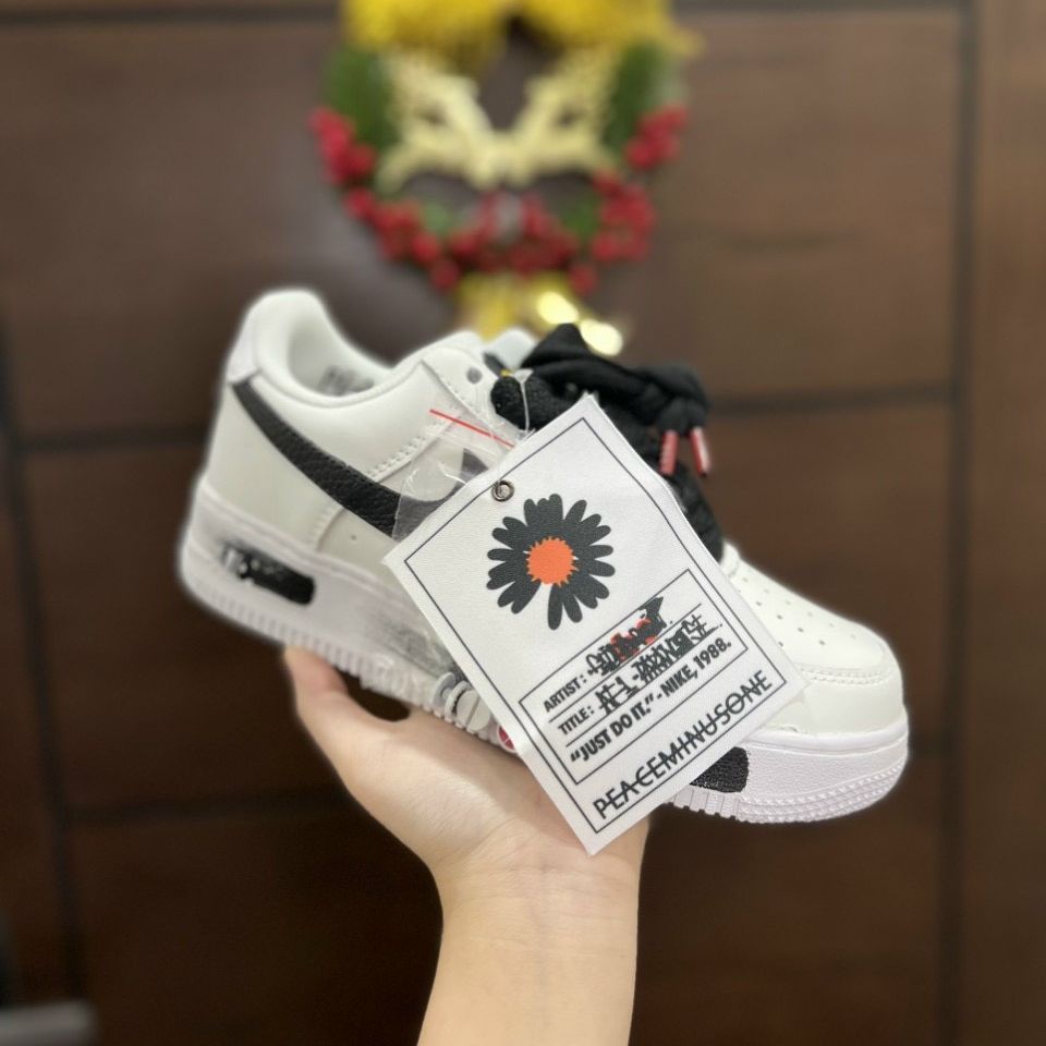 Giày Sneaker Thể Thao AF1  Màu Trắng Hoa Cúc