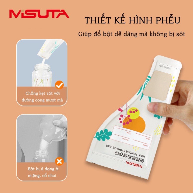 Túi trữ sữa bột misuta, hộp 30 túi đựng sữa bột du lịch tiện lợi 50gram bebi123