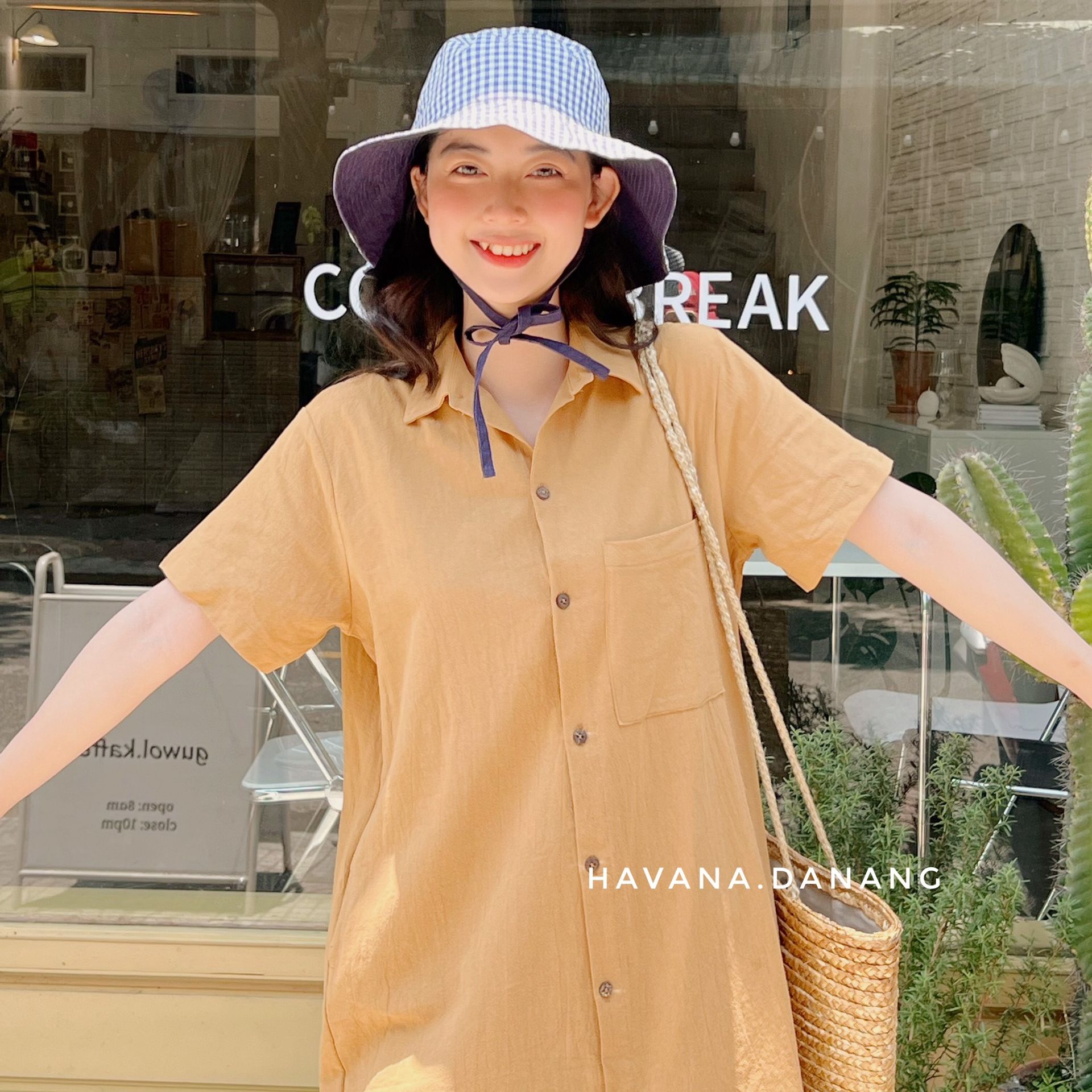 Đầm sơ mi đũi một túi 3 màu