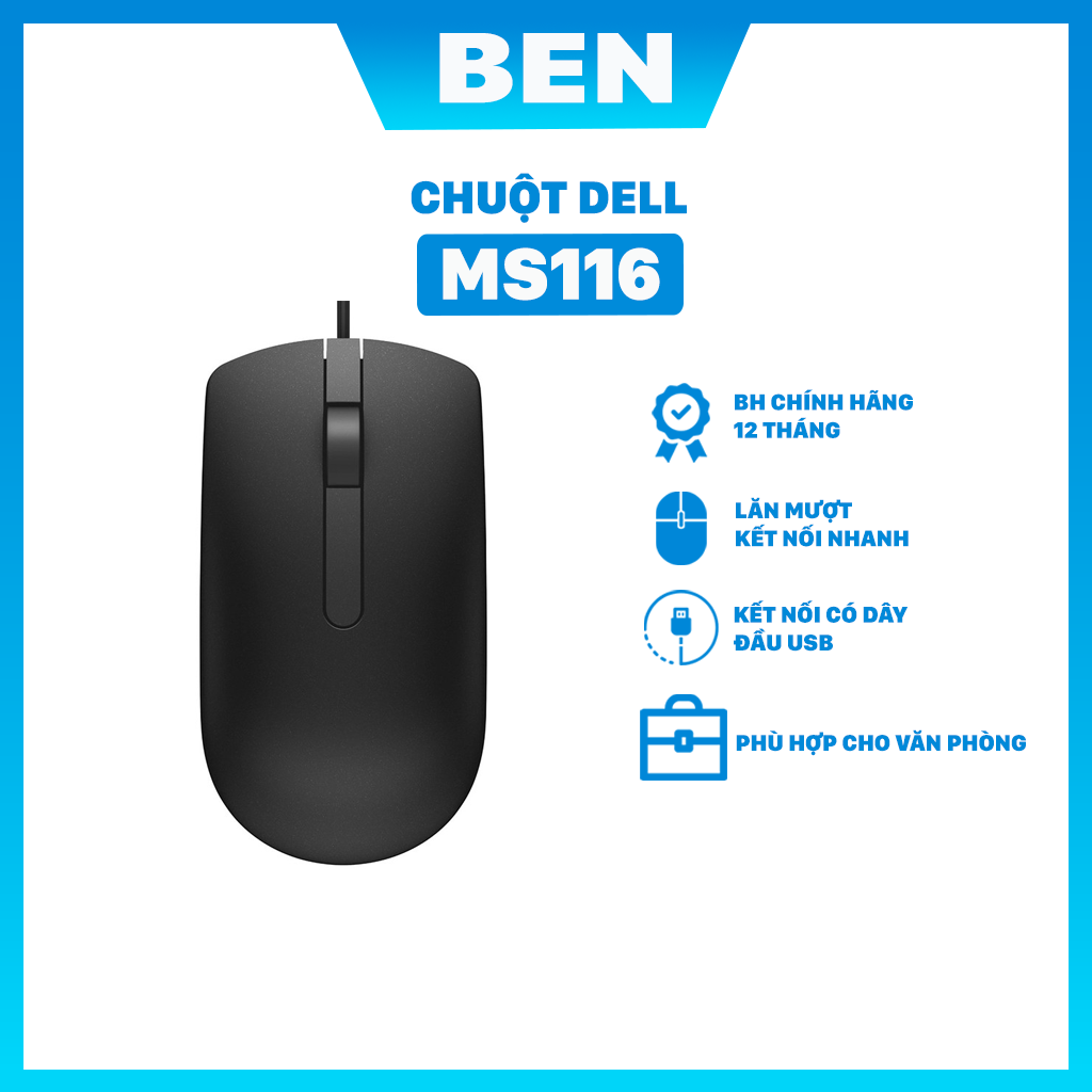 Chuột máy tính Dell MS116 - Chuột máy tính có dây Dell MS116 Chính hãng BH 12T