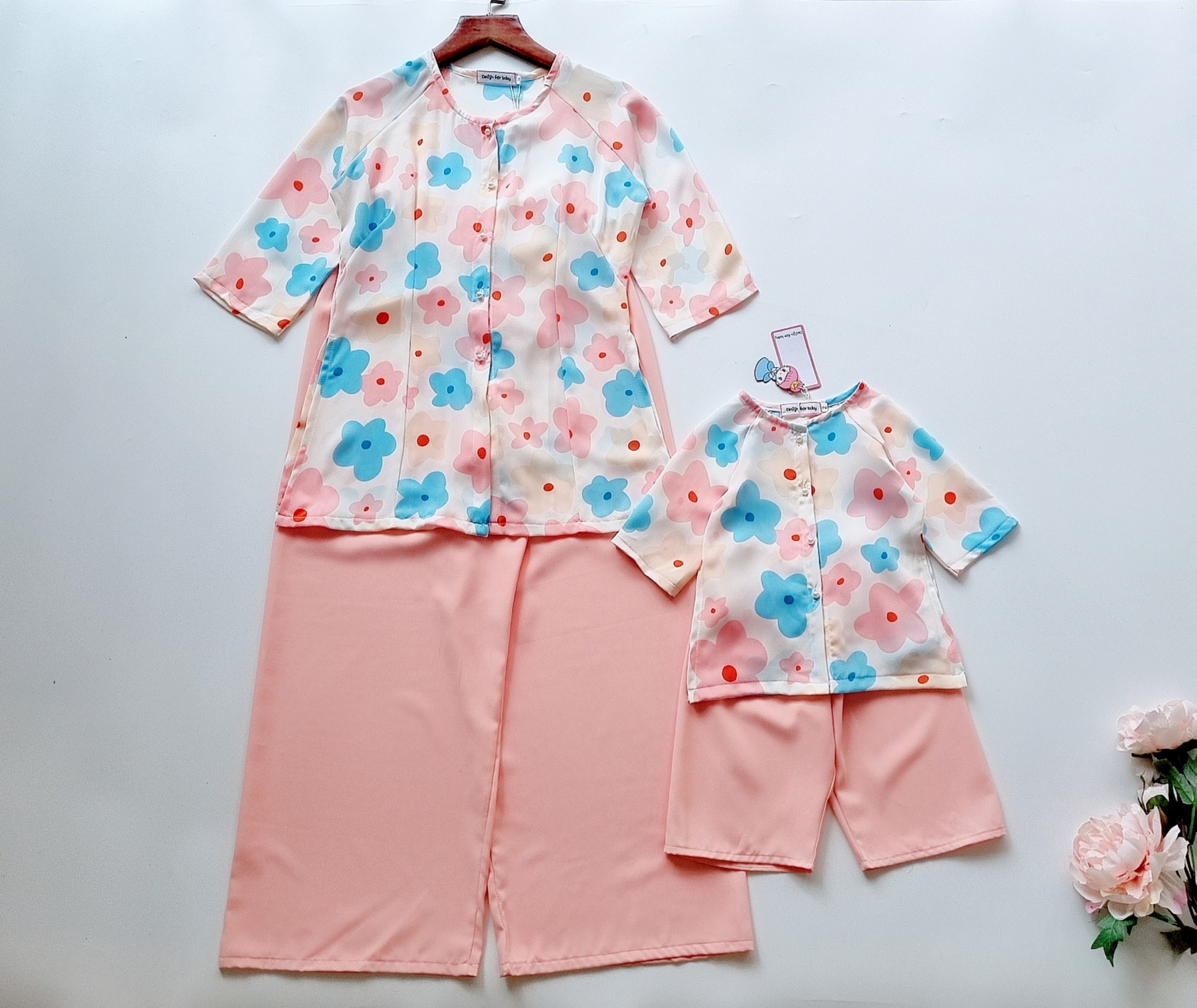 [ CÓ QUÀ TẶNG 💝 ] Set bộ mẹ và bé bà ba hoa anh đào