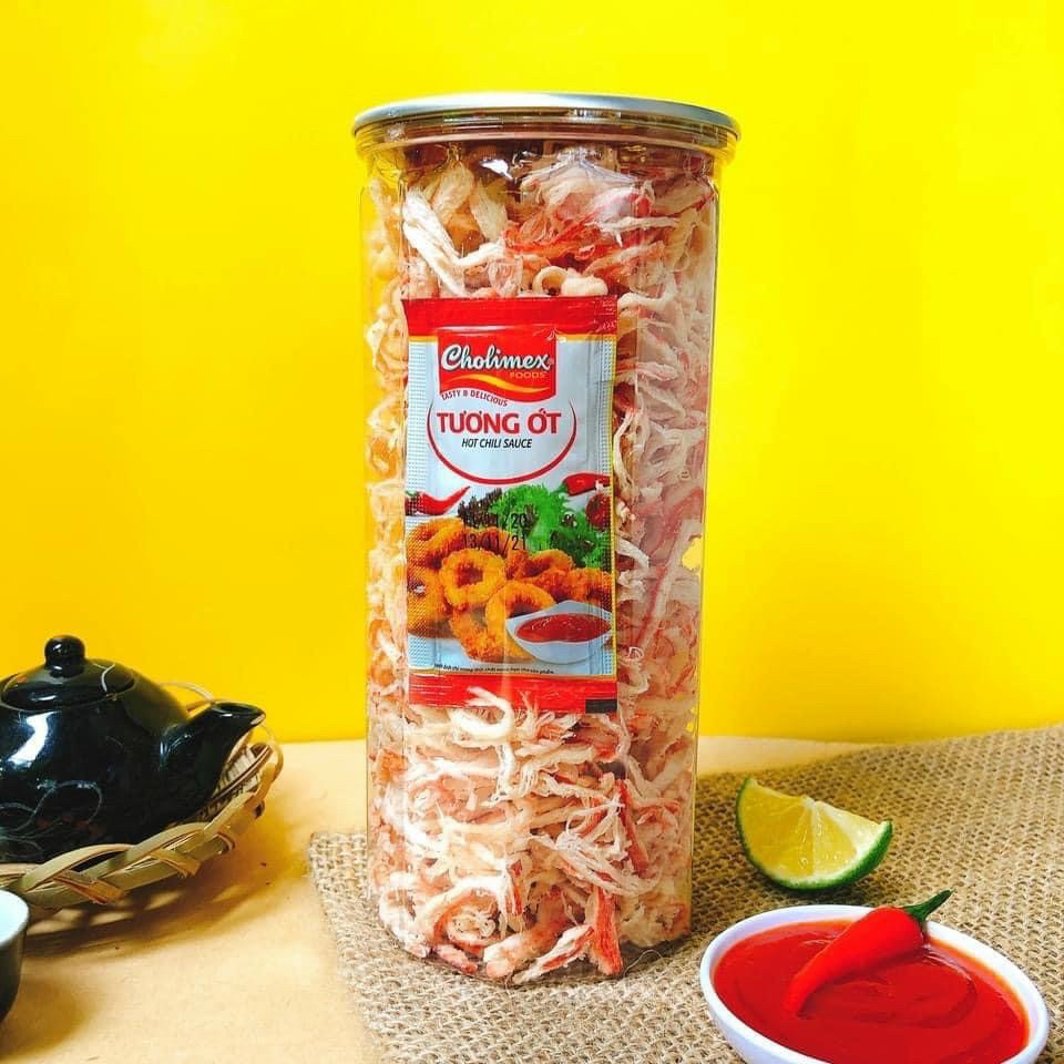 Mực xé sợi hấp nước dừa hộp 250gr