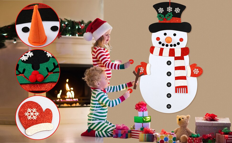 OurWarm DIY Felt Christmas Snowman Games Set for Kids,3.1Ft Double Sided  Felt Snowman Games with 35pcs Glitter Detachable Ornaments for Toddles Xmas  Gifts Christmas Door Wall Hanging Decorations : : Toys 
