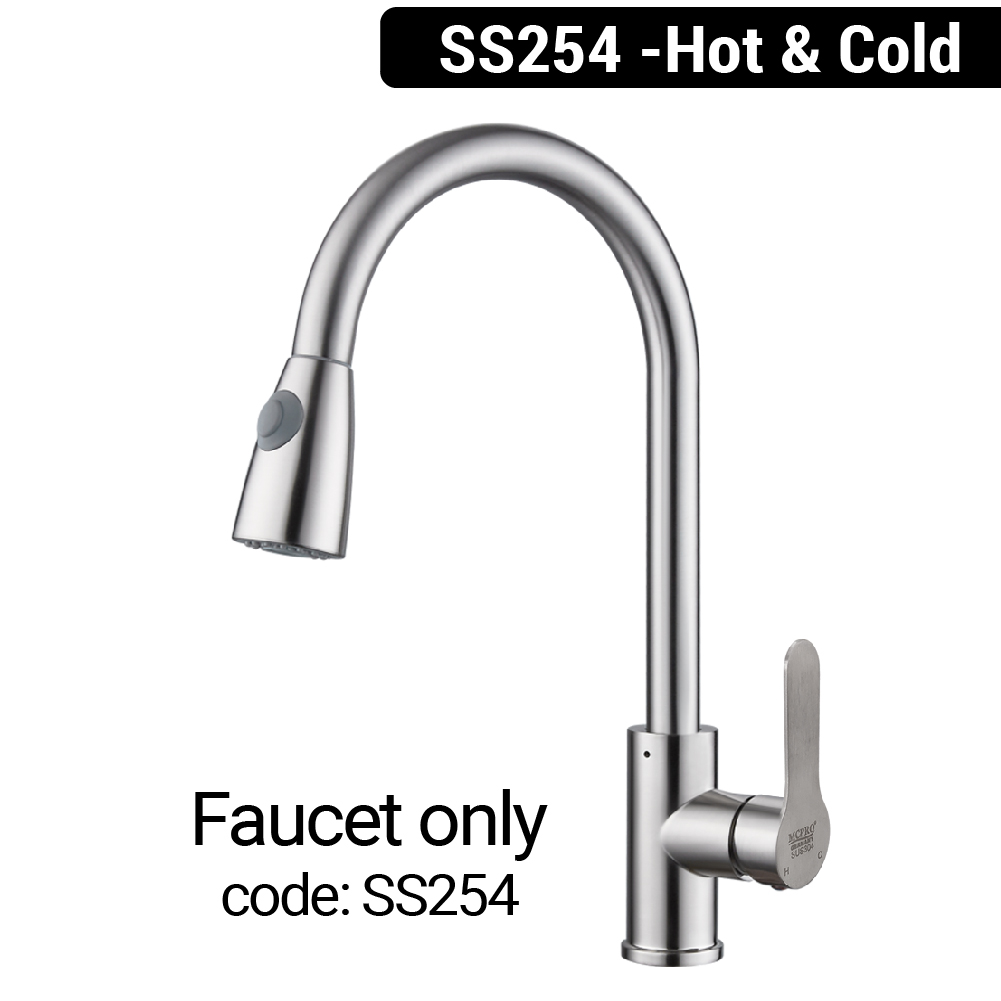 MCPRO Plus Stainless Steel SUS304 PULL OUT SPRAY HOT and COLD WATER