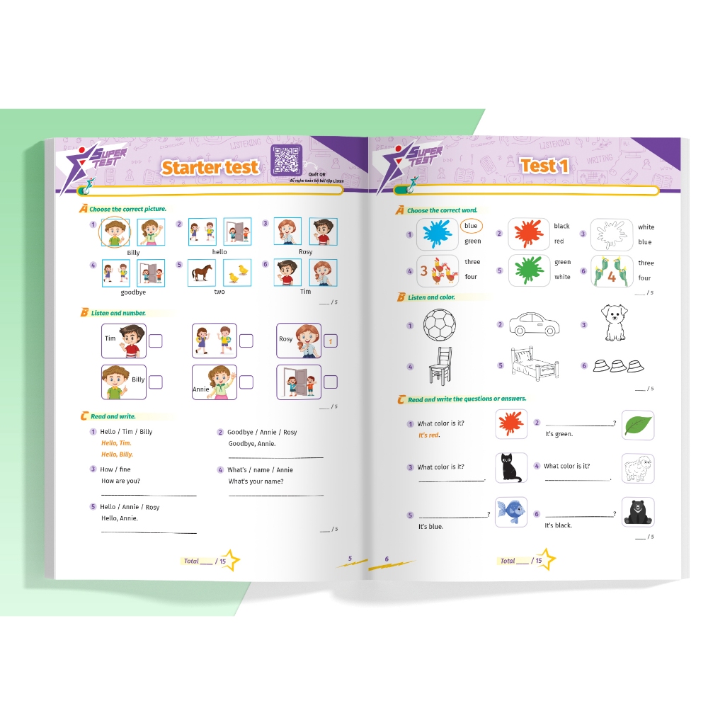 Sách Super Test - Đề kiểm tra nhanh Tiếng Anh Lớp 1