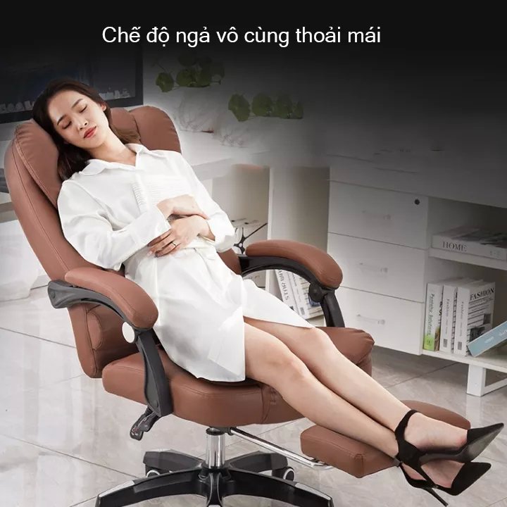 Ghế giám đốc có massage lưng 2022, ghế làm việc tại nhà hoặc văn phòng bọc da Pu, kèm gác chân