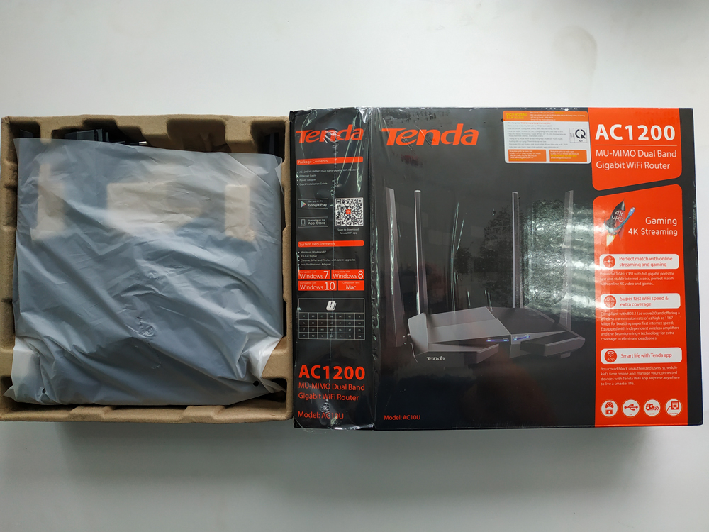 Phát Wifi Tenda AC10 Chính hãng (4 anten 5dBi, 1200Mbps, 2 băng tần 2.4 & 5GHz, Repeater, 3LAN 1Gbps)