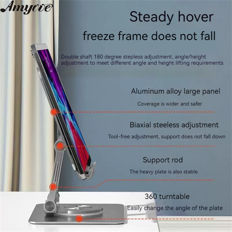 Desktop Tablet Mobile Phone Bracket 360-degree Rotating Multi-angle Height Adjustable Foldable Holder