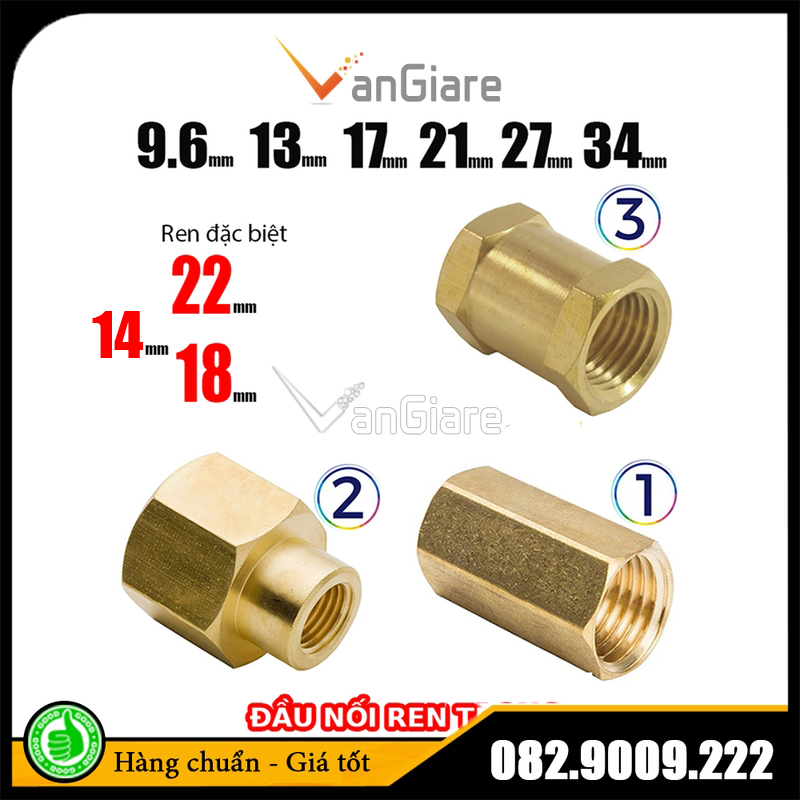 Măng sông thau - Nối 2 đầu ren trong - Đầu nối ren trong 34 27 21 18 17 14 13