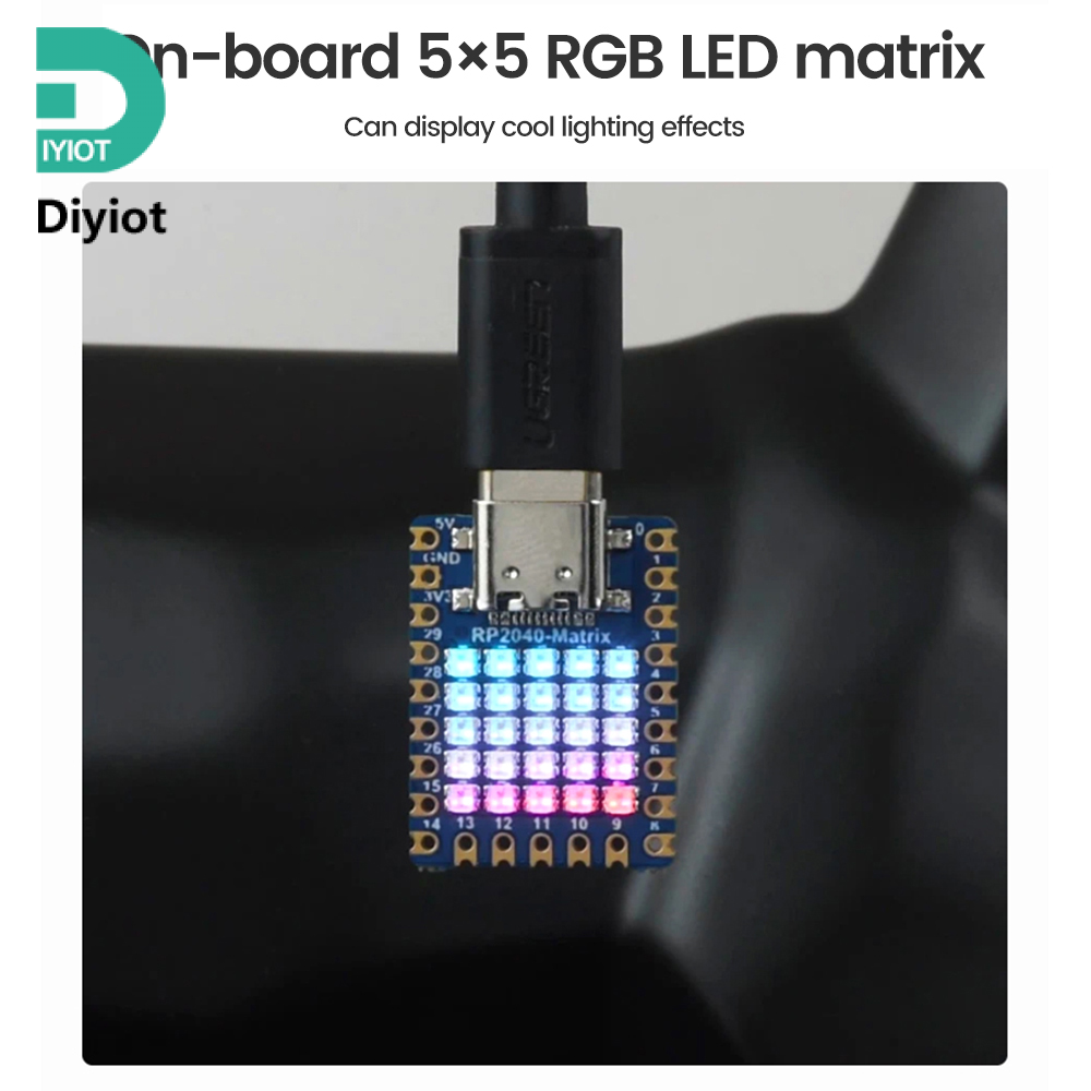 Diyiot RP2040 Mini Development Board 5 * 5 RGB LED Matrix Development Board Module Type-C Connector Support for MicroPython C/C++