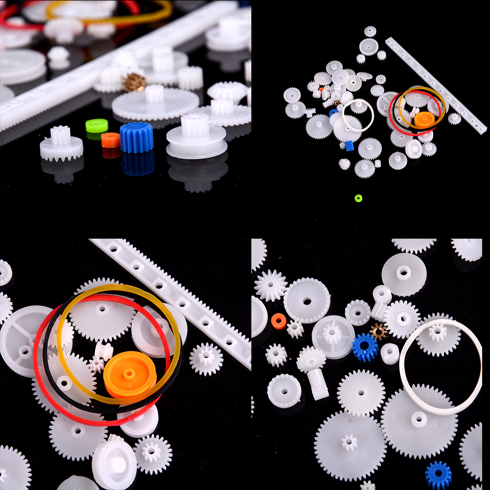 60 pcs Plastic Gear Set DIY Rack Pulley Belt Worm Single Double Gears. 
