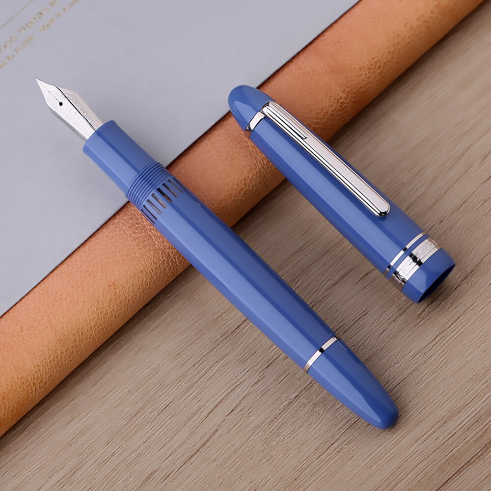 Majohn p136 resin piston fountain pen ef/f/m/flat nib sky blue writing pen 20 ink windows for business office school