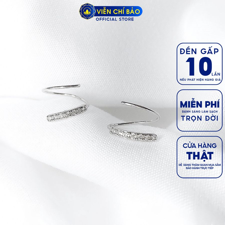 Bông tai bạc nữ xoắn đính đá chất liệu bạc S925 thời trang phụ kiện trang sức nữ Viễn Chí Bảo B400529