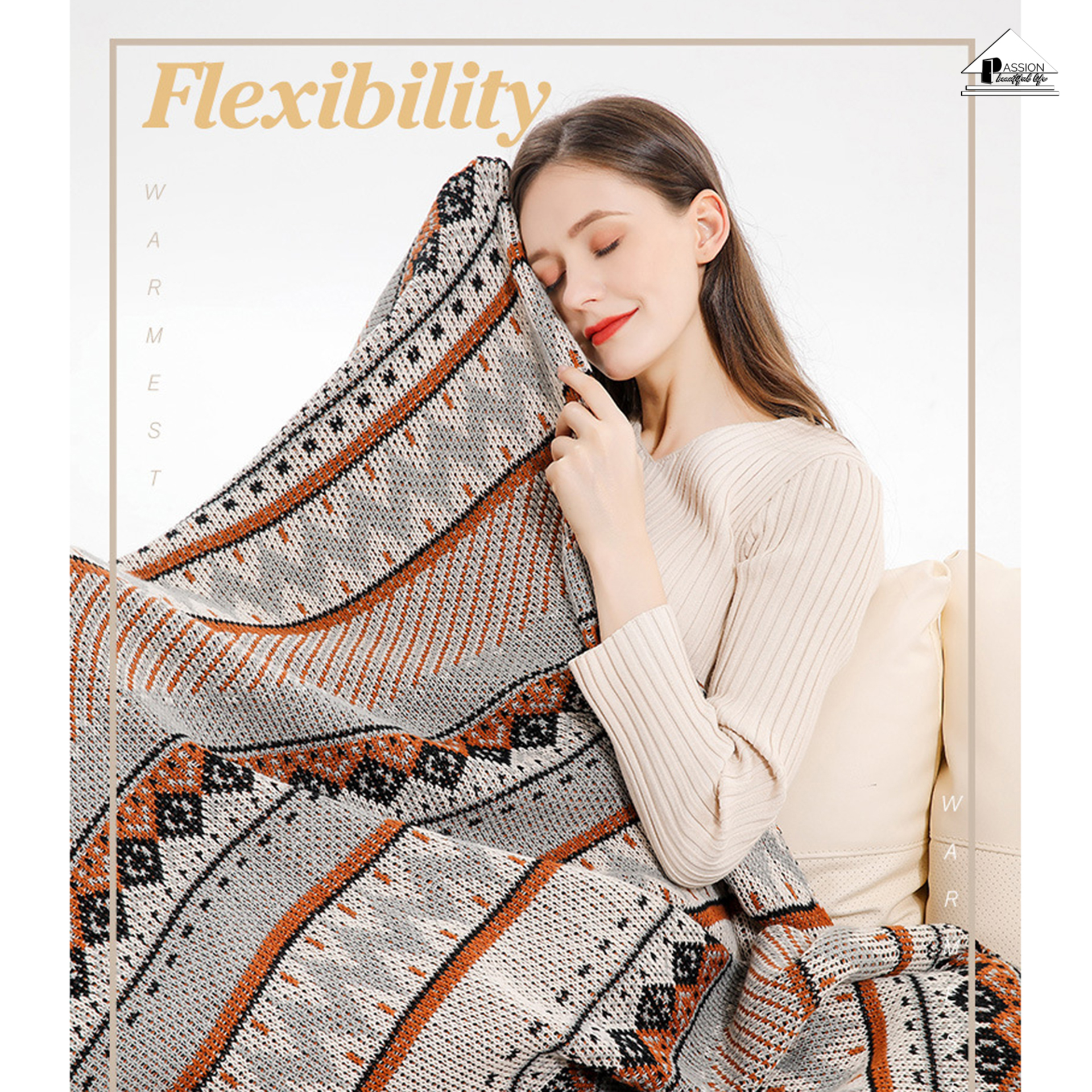 Chăn Đan Len Dệt Kim Boho Trang Trí Sofa
