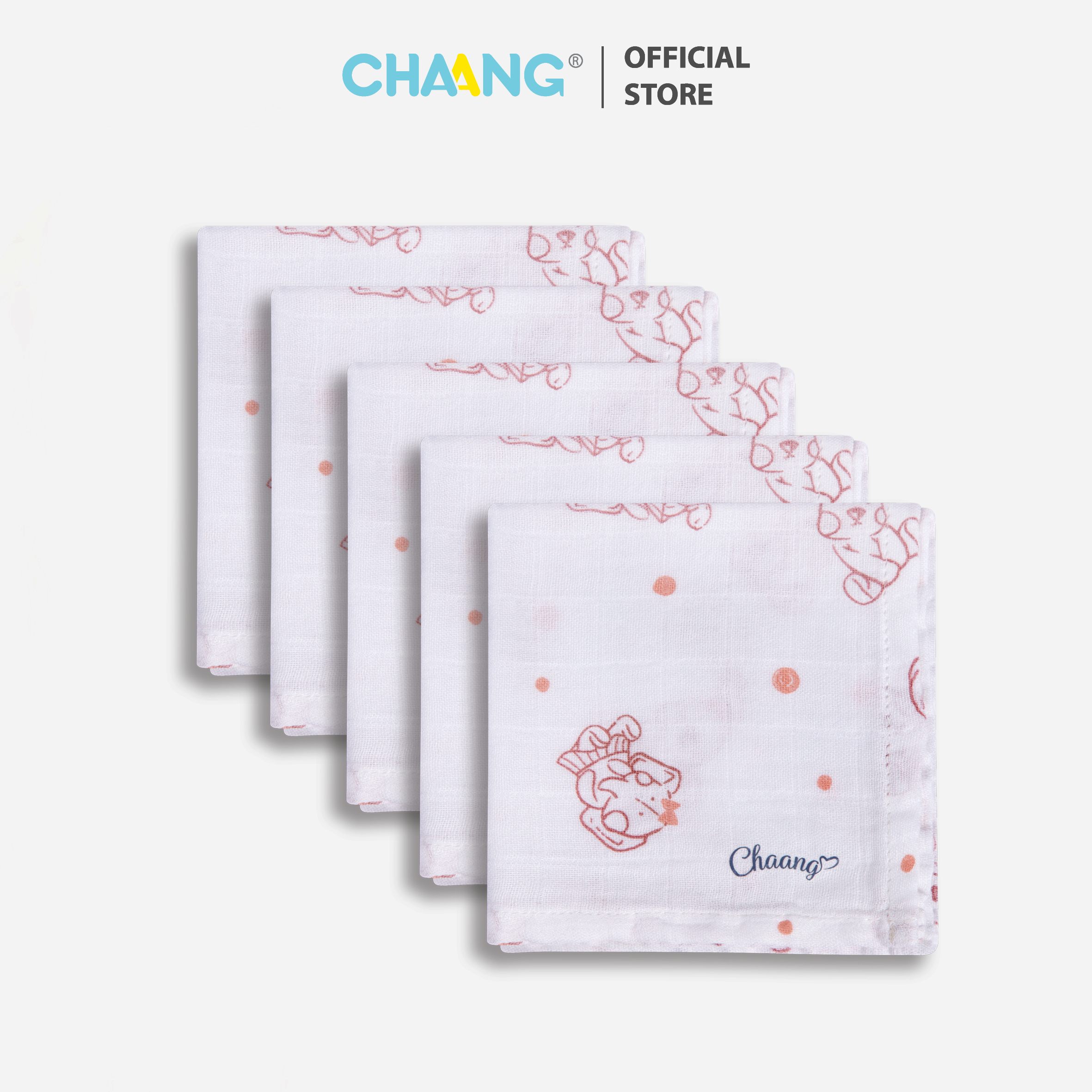 [CHAANG]SET 5 chiếc khăn sữa cho bé thỏ bông kích thước 25x25cm Chaang