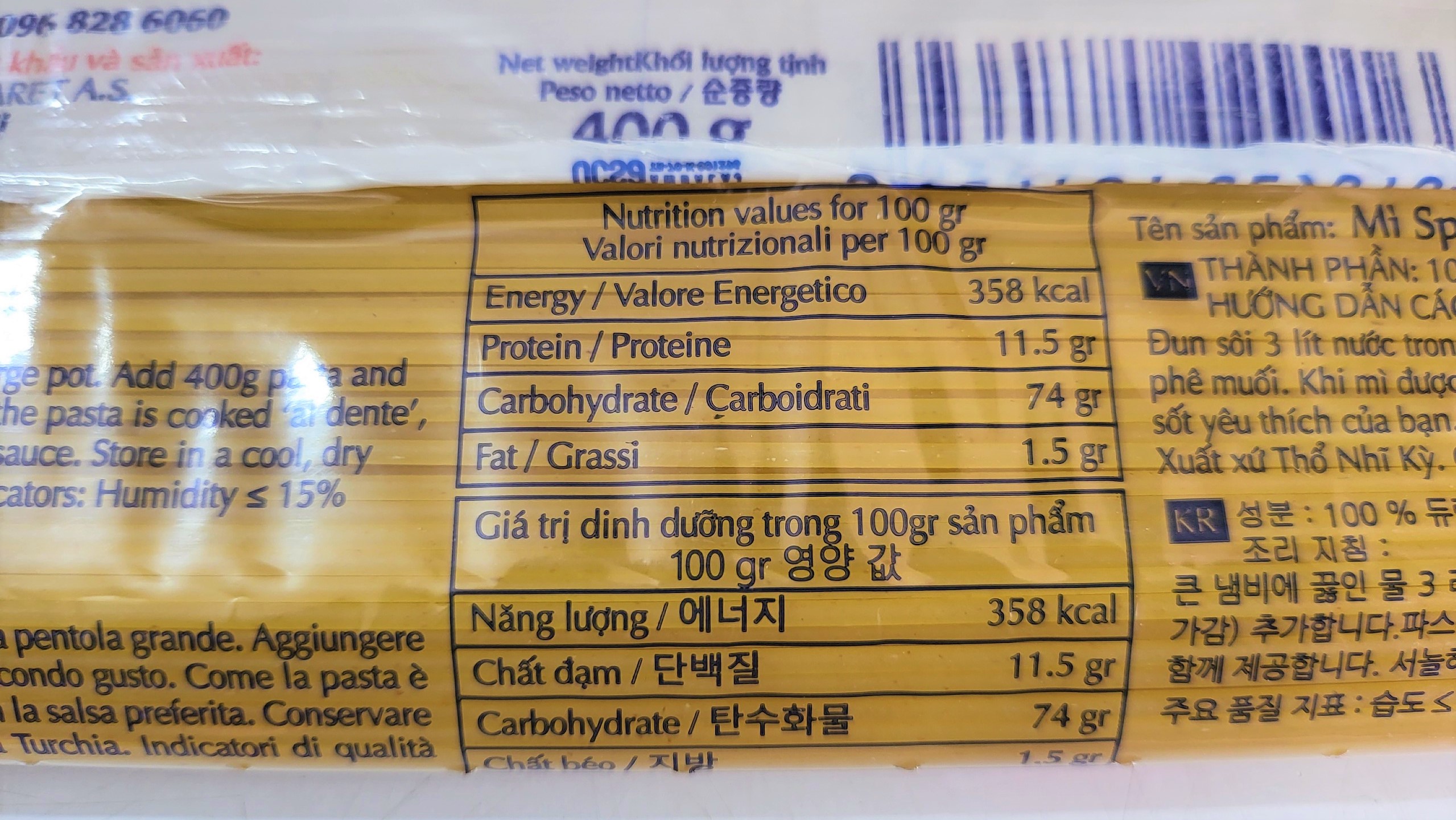 [Túi 400g] MÌ Ý [Turkey] PAVONI Spaghetti Pasta