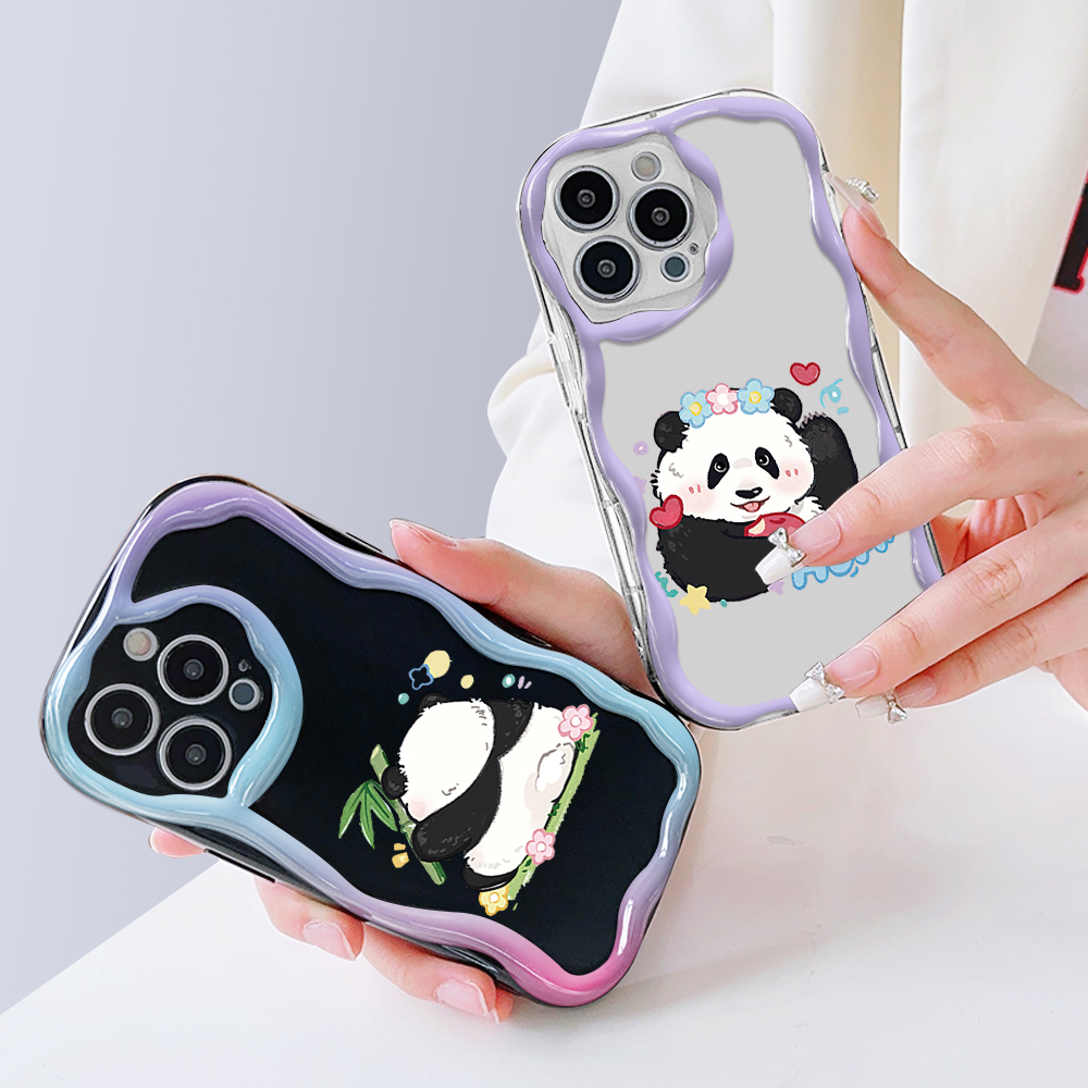 YYDS for Vivo Y28 4G Back Cover Cute Panda Case Soft Texture Wavy Edge Silicone Mobile Cover. 