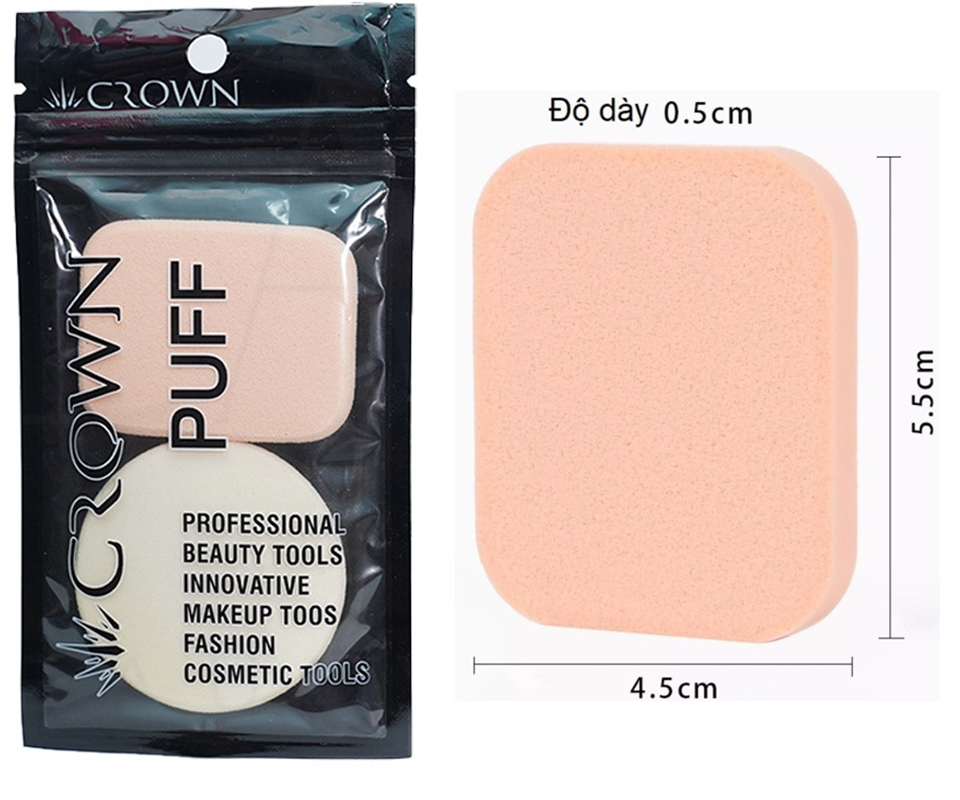 Bông mút tán kem nền, đánh phấn Crown puff cho lớp nền mịn lì lâu trôi