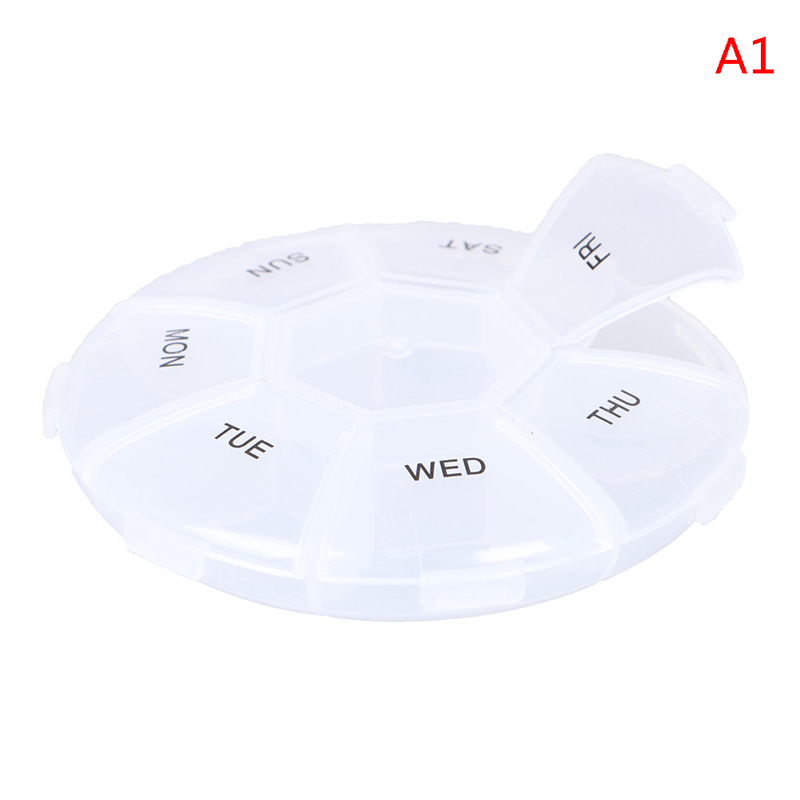 Xingwendanp Hộp đựng thuốc hình tròn Hộp đựng thuốc viên hàng tuần hình tròn 7 ngăn chia thuốc