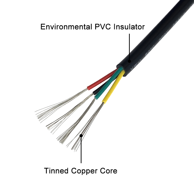 URCIANOW 20AWG Cable 5x0.5mm²Electrical Wires UL2464 5 Conductor Tinned Copper Cable 20Gauge Stranded Wire Low Voltage Extension 20 M Black PVC Sheathed for Kitchen Appliances