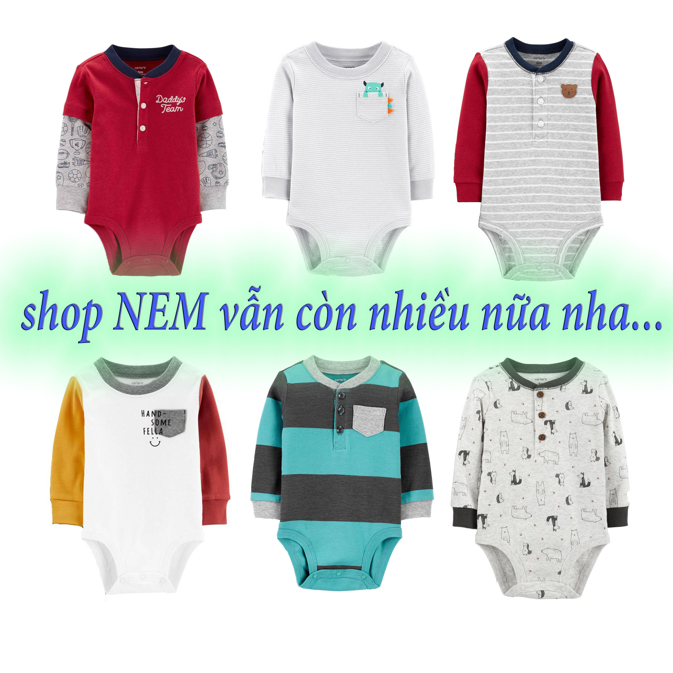 CHỌN gần 30 MẪU body chip bé trai cổ tròn cổ trụ bộ áo liền quần bodysuit dài tay hàng xuất dư tách set không kèm quần áo