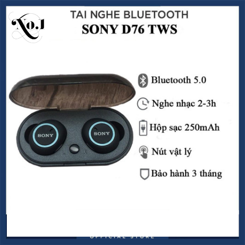 Tai nghe Bluetooth True Wireless sony D76, không dây nút cảm ứng thumbnail