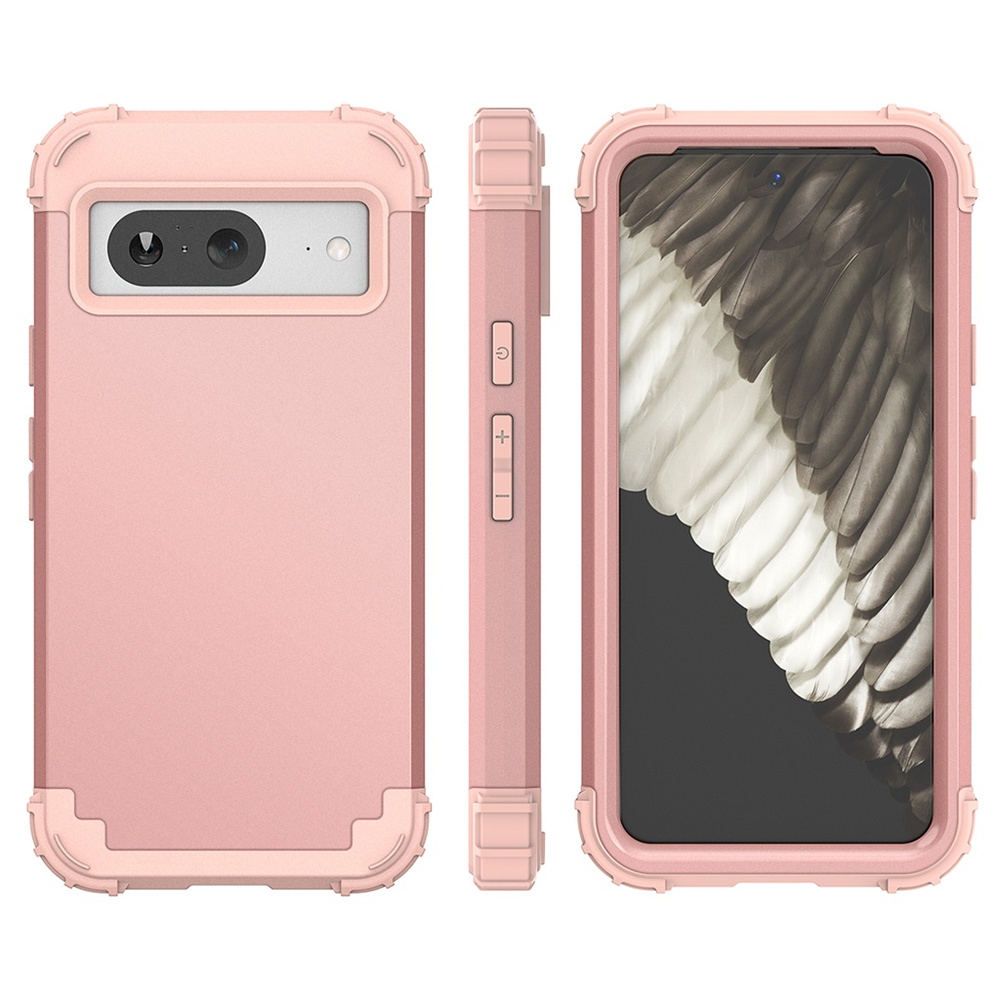 For google pixel 5 6 6a 7 7a 8 | pixel 6 pro 7 pro 8 pro | pixel 5a 5g, 3 in 1 hybrid hard pc soft rubber heavy duty rugged bumper shockproof anti slip full-body protective cover