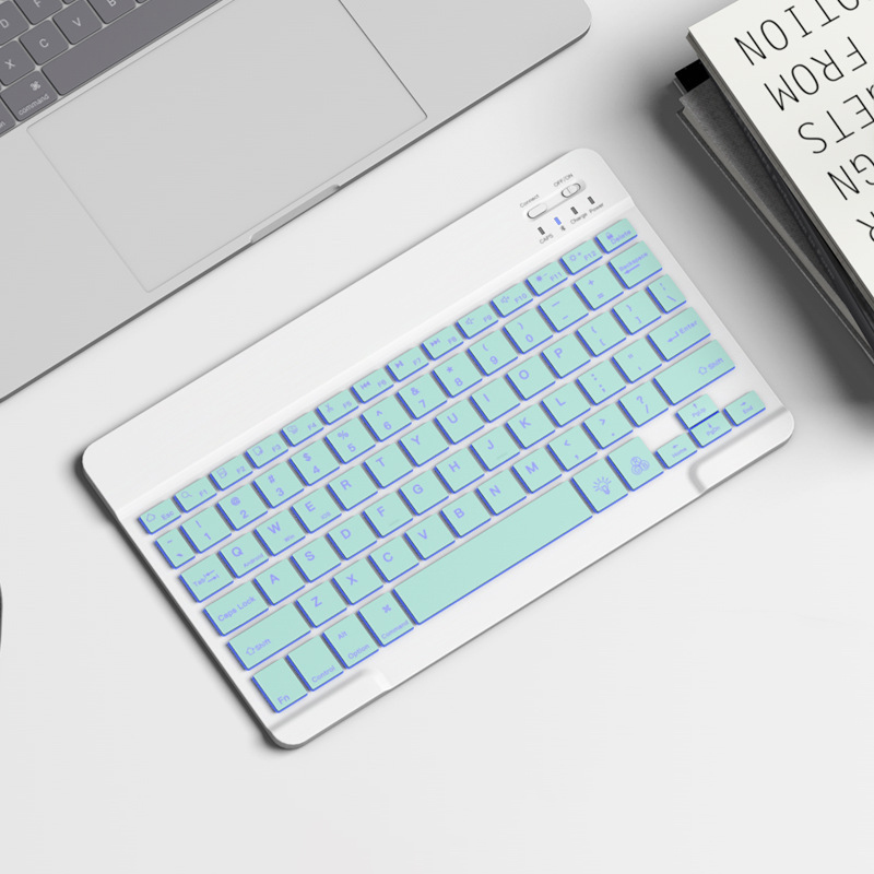 RGB Colorful Backlit Keyboard For Tablet IPad PC Android IOS Windows Bluetooth-compatible Rechargeable 10inch Wireless Keyboard