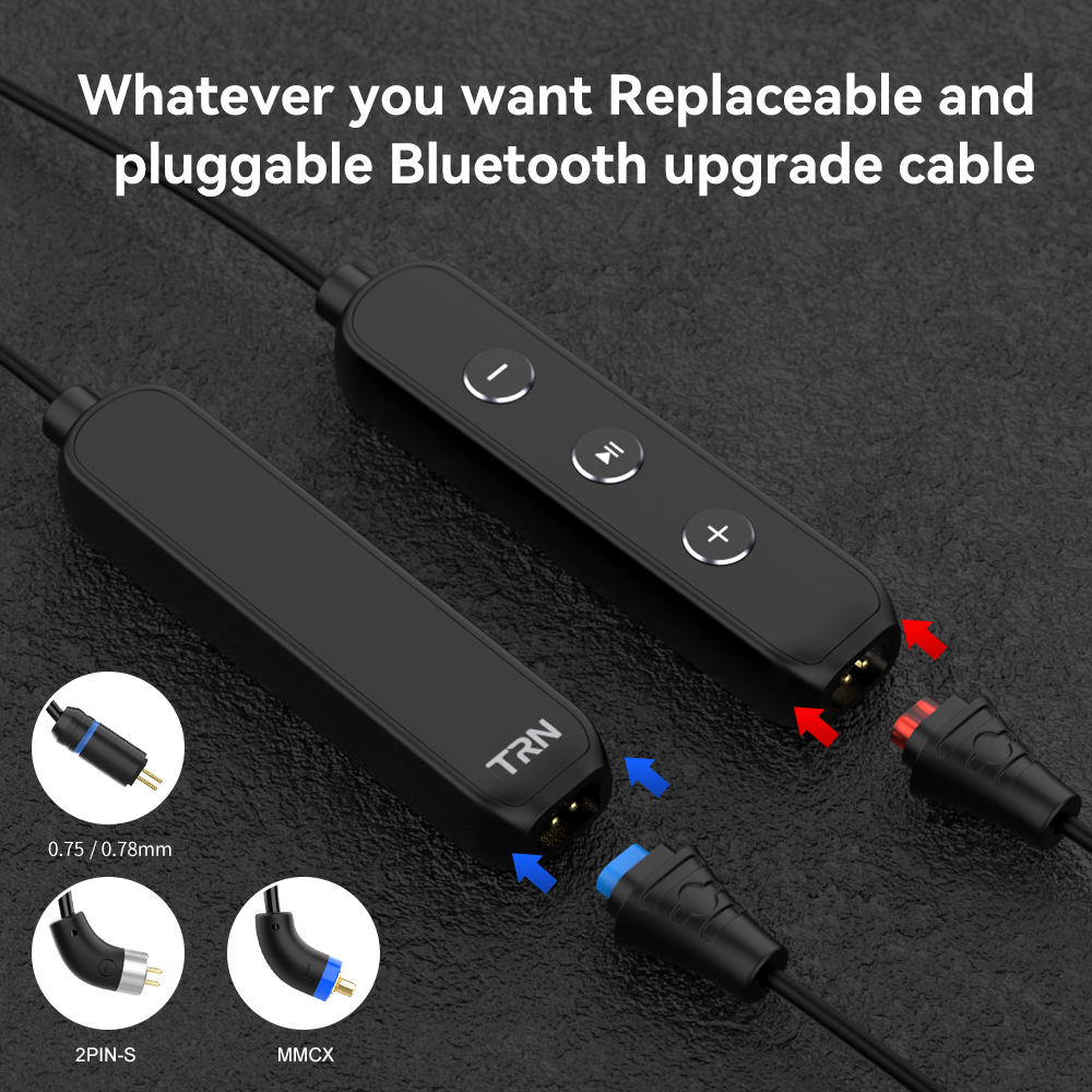 TRN BT3S Pro Bluetooth 5.1 Nâng Cấp Cáp AptX HD AptX AAC SBC Mã Hóa Mô-đun Bluetooth Không Dây 2PIN MMCX Connctor Nâng Cấp Cáp Tai Nghe Cho TRN VX PRO BAX MT1 PRO KZ ZS10PRO ZSN EDX ZEX PRO ZAX TANGZU WANER SG Shure SE215 SE315 Dây Có Thể Thay Thế