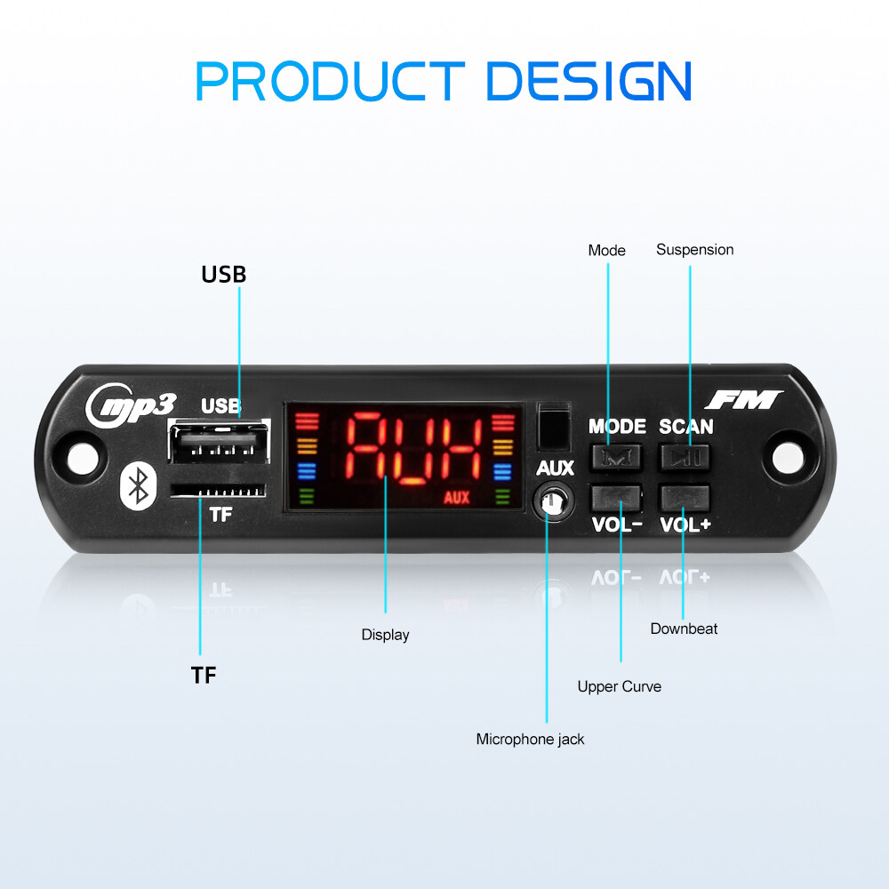 KEBIDU 80W khuếch đại Bluetooth 5.0 12V 40W bảng mạch Giải Mã MP3 tự làm cuộc gọi không dây ghi âm USB nhạc TF AUX FM thư mục đài phát thanh chuyển đổi