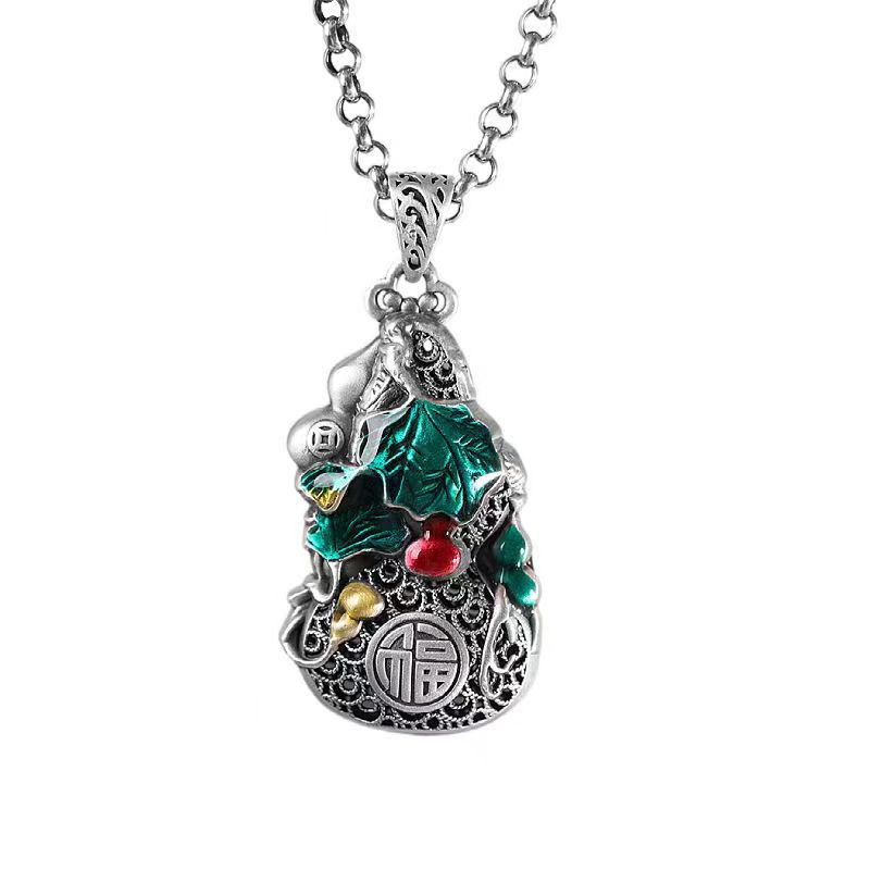 RY-Gourd Pendant Luxury Simple Fashion Women's Auspicious Necklace Increase Luck Bring Blessings Lotus Necklace Good Luck Accompanies You