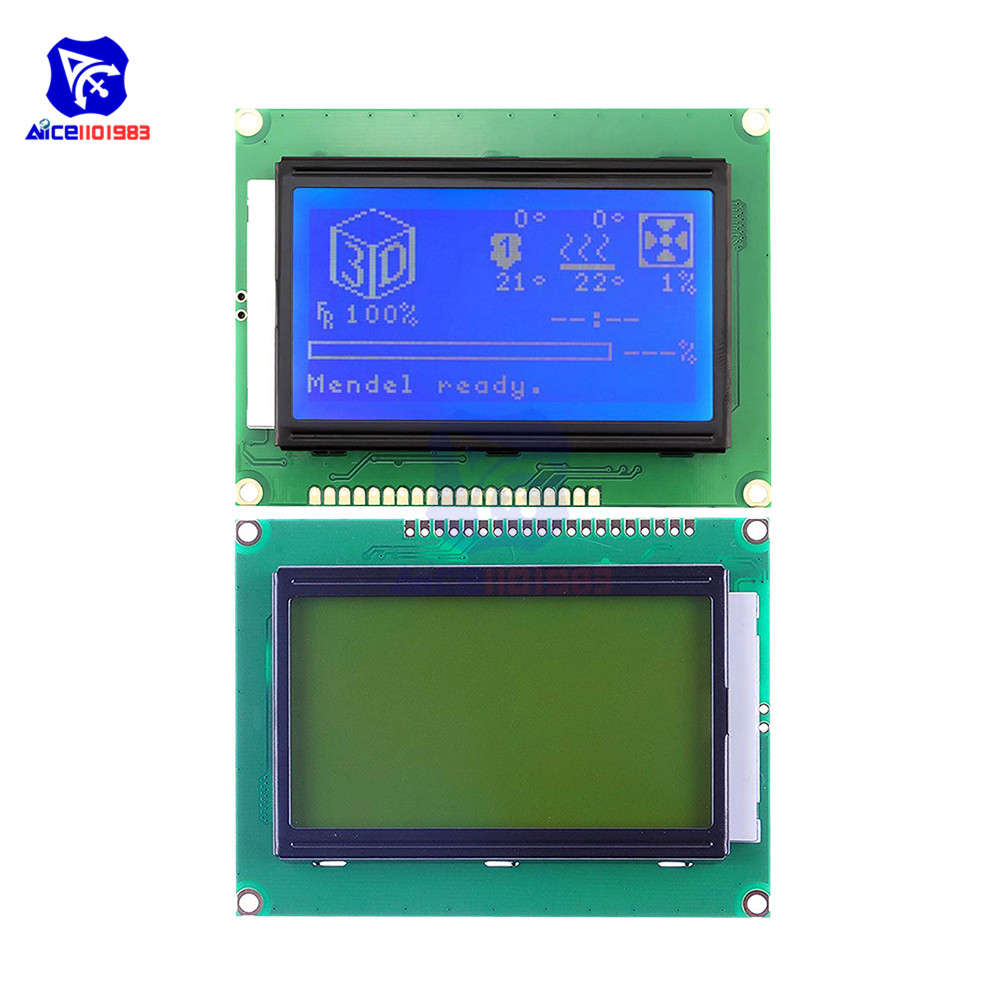 【New Arrivals】diymore 128x64 Dots Graphic 12864 LCD Display Module with Backlight ST7920 IIC I2C SPI for Arduino Raspberry Pi STM32 3D Printer. 