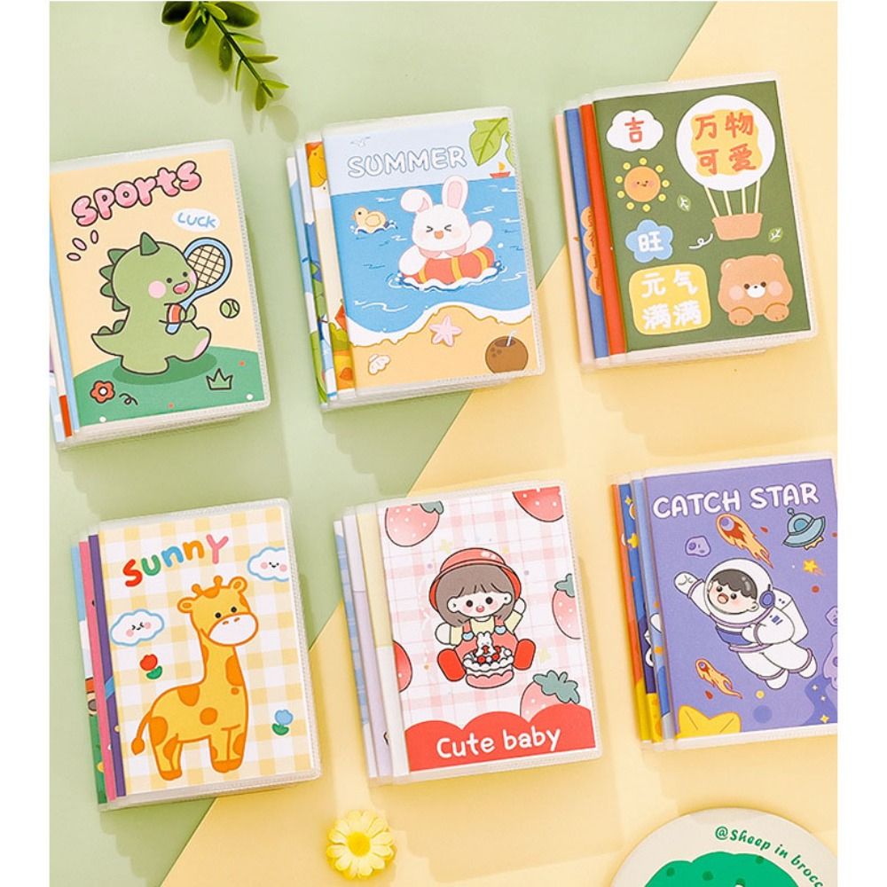 MMLUCK Rubber Sleeve Book Cartoon Mini Notebook A7 Lovely Diary Mini Planner Notebook DIY Journal Forest Mini Share Book Stationery Gift